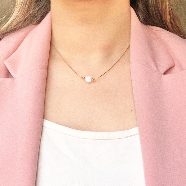 Collar cuarzo blanco, Chapa de oro.