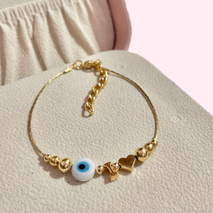 Pulsera personalizada ojo turco con inicial.